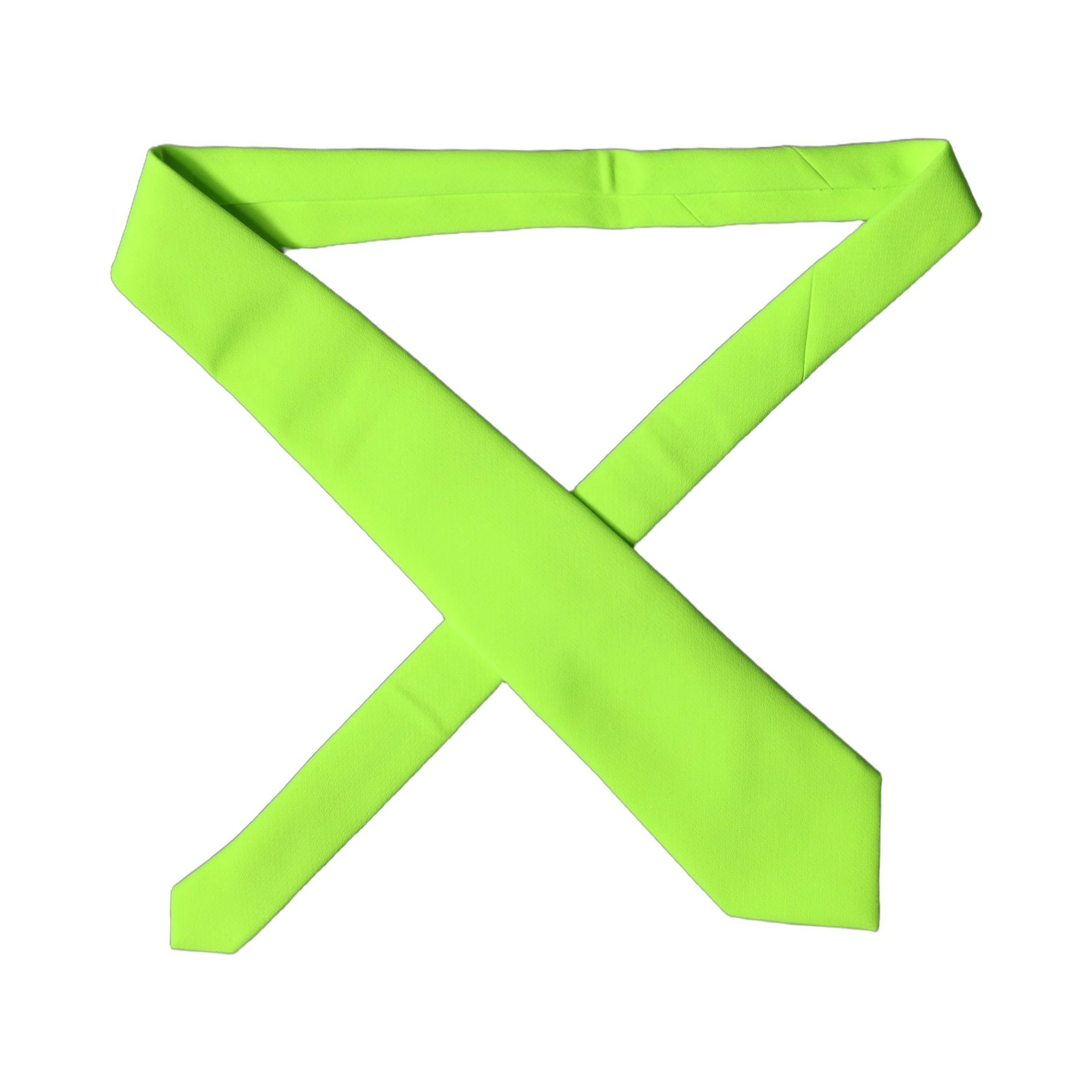 Neon Green Polyester Adjustable Women Tied Necktie Tie