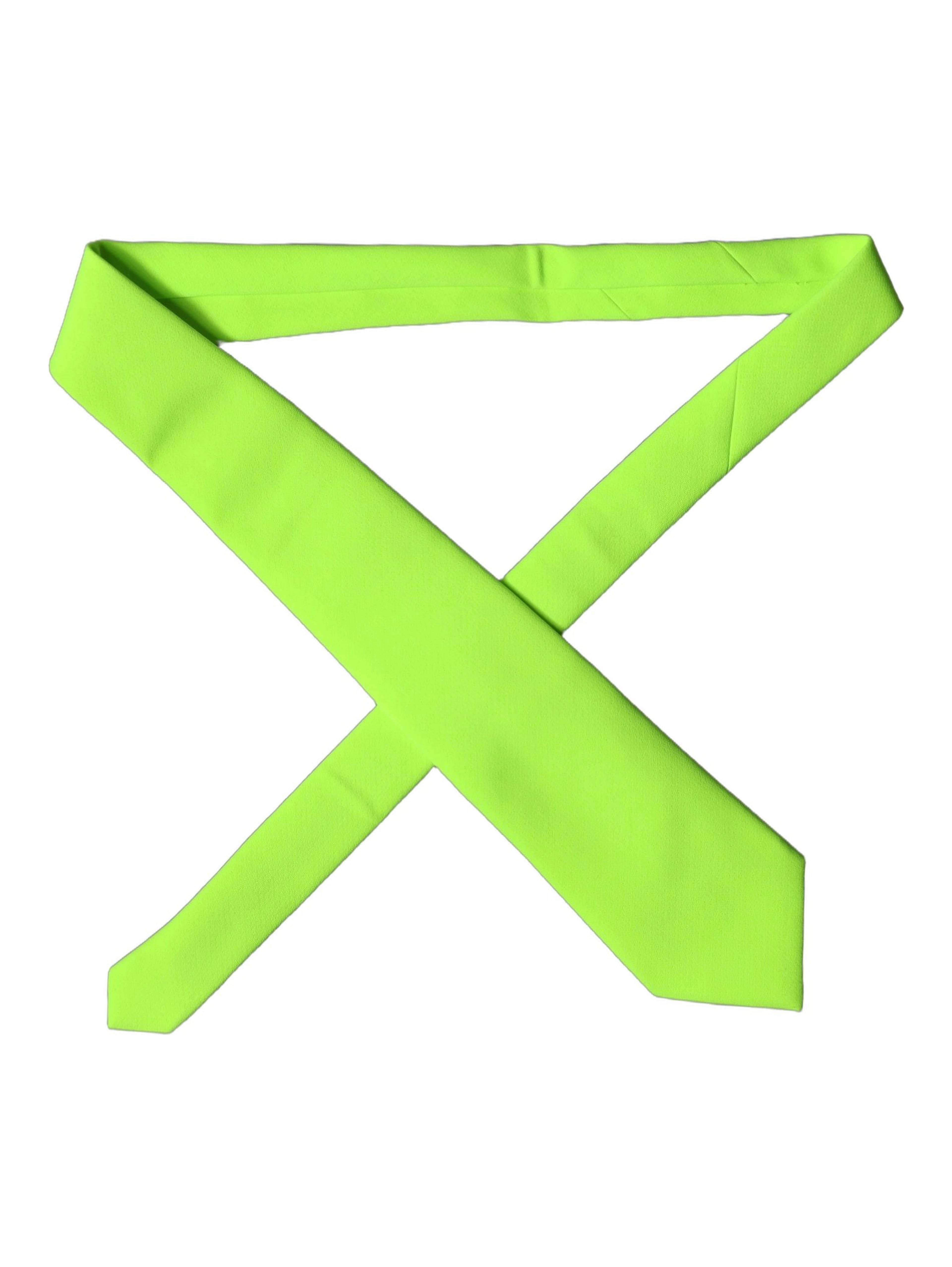 Neon Green Polyester Adjustable Women Tied Necktie Tie