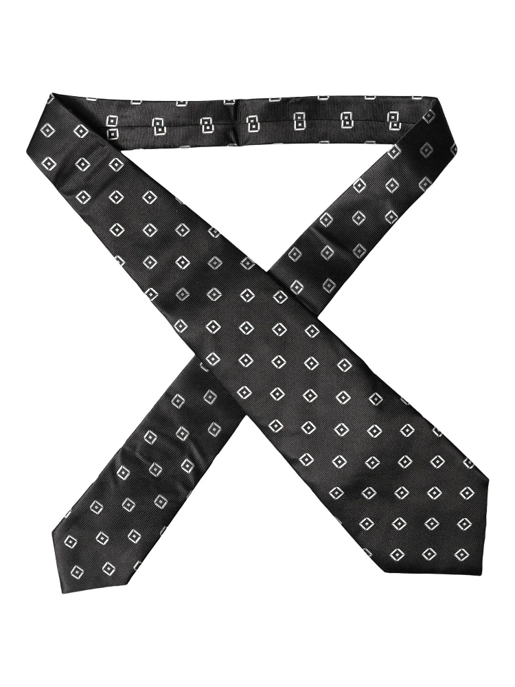 Black White Geometric Silk Adjustable Women Necktie Tie alternative