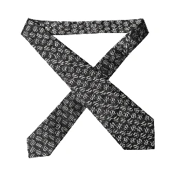 Black White Geometric Silk Adjustable Women Necktie Tie