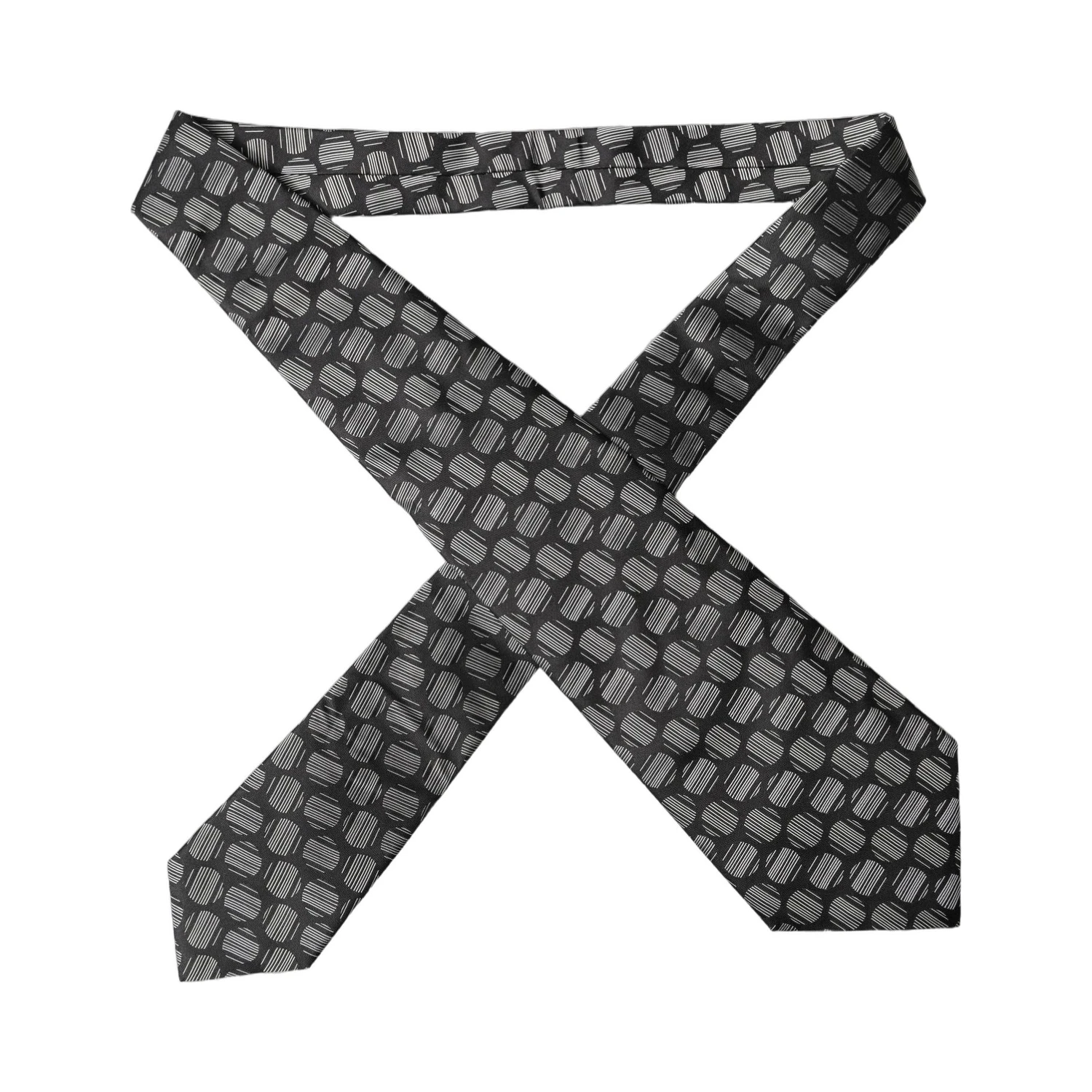 Black White Geometric Silk Adjustable Women Necktie Tie