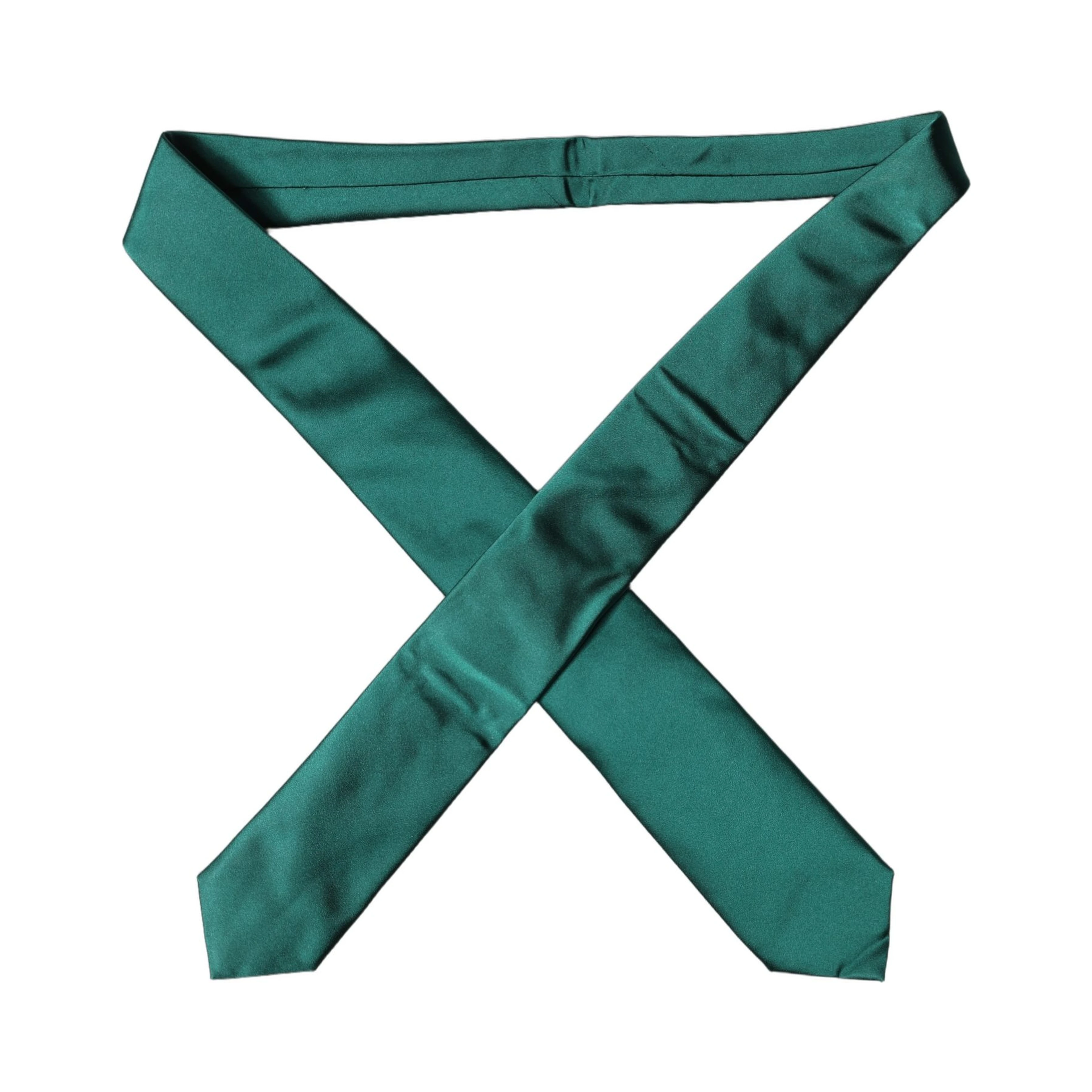 Dark Green Satin Silk Adjustable Women Tied Necktie Tie