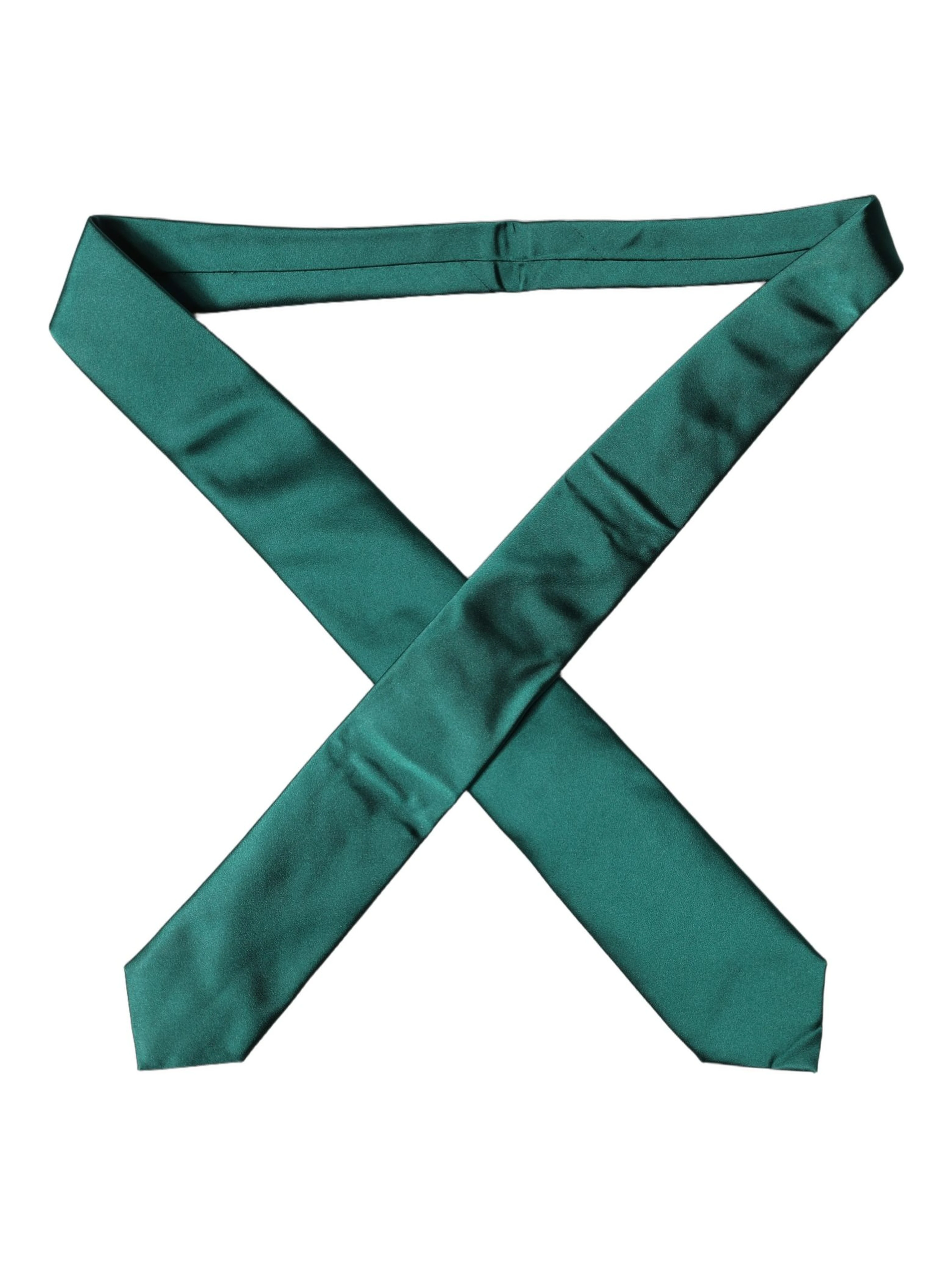 Dark Green Satin Silk Adjustable Women Tied Necktie Tie
