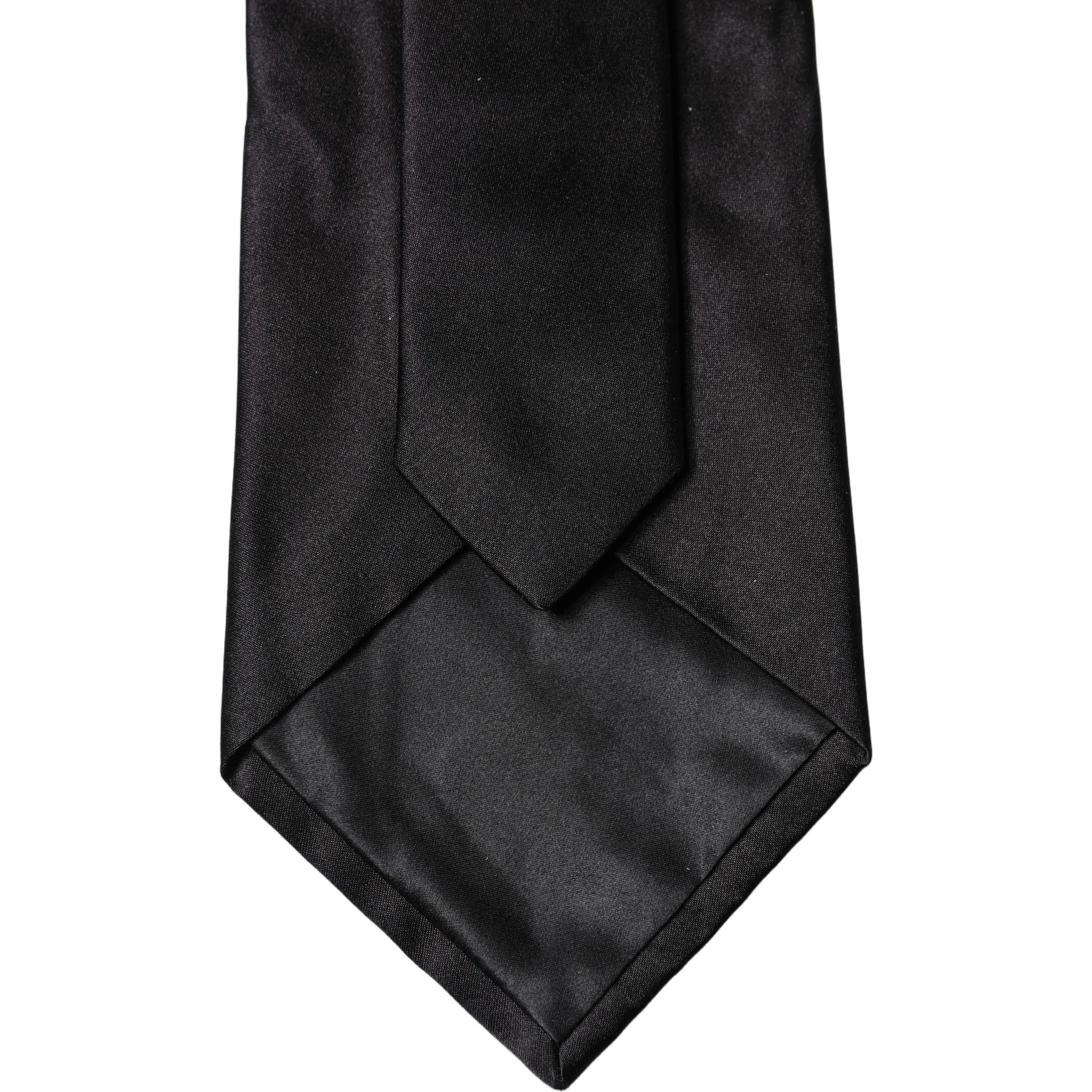 Black Solid Satin Silk Adjustable Women Necktie Tie