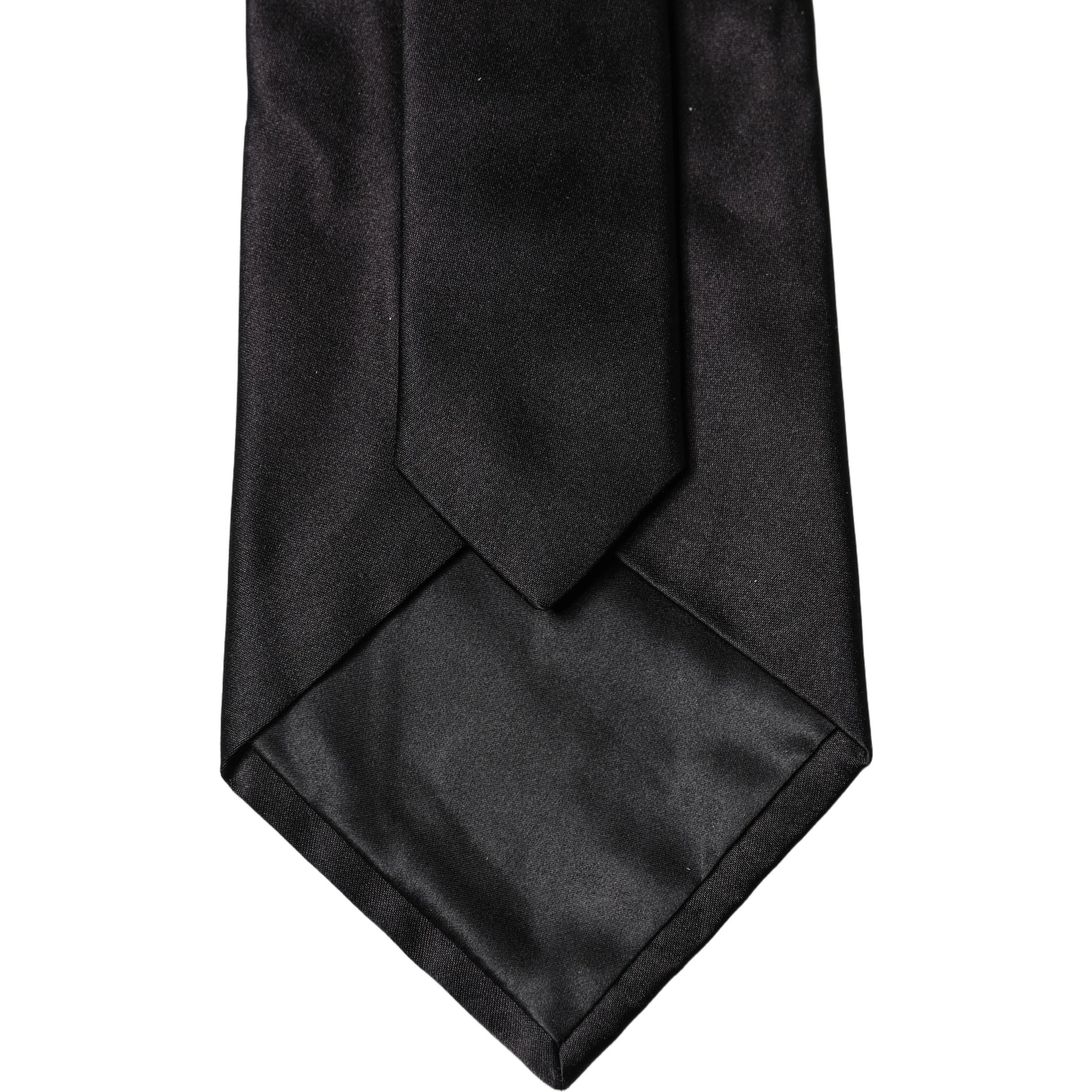Black Solid Satin Silk Adjustable Women Necktie Tie