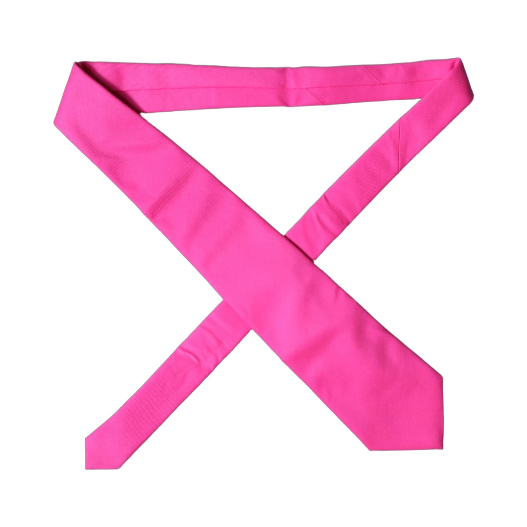 Neon Pink Solid Satin Silk Adjustable Women Necktie Tie