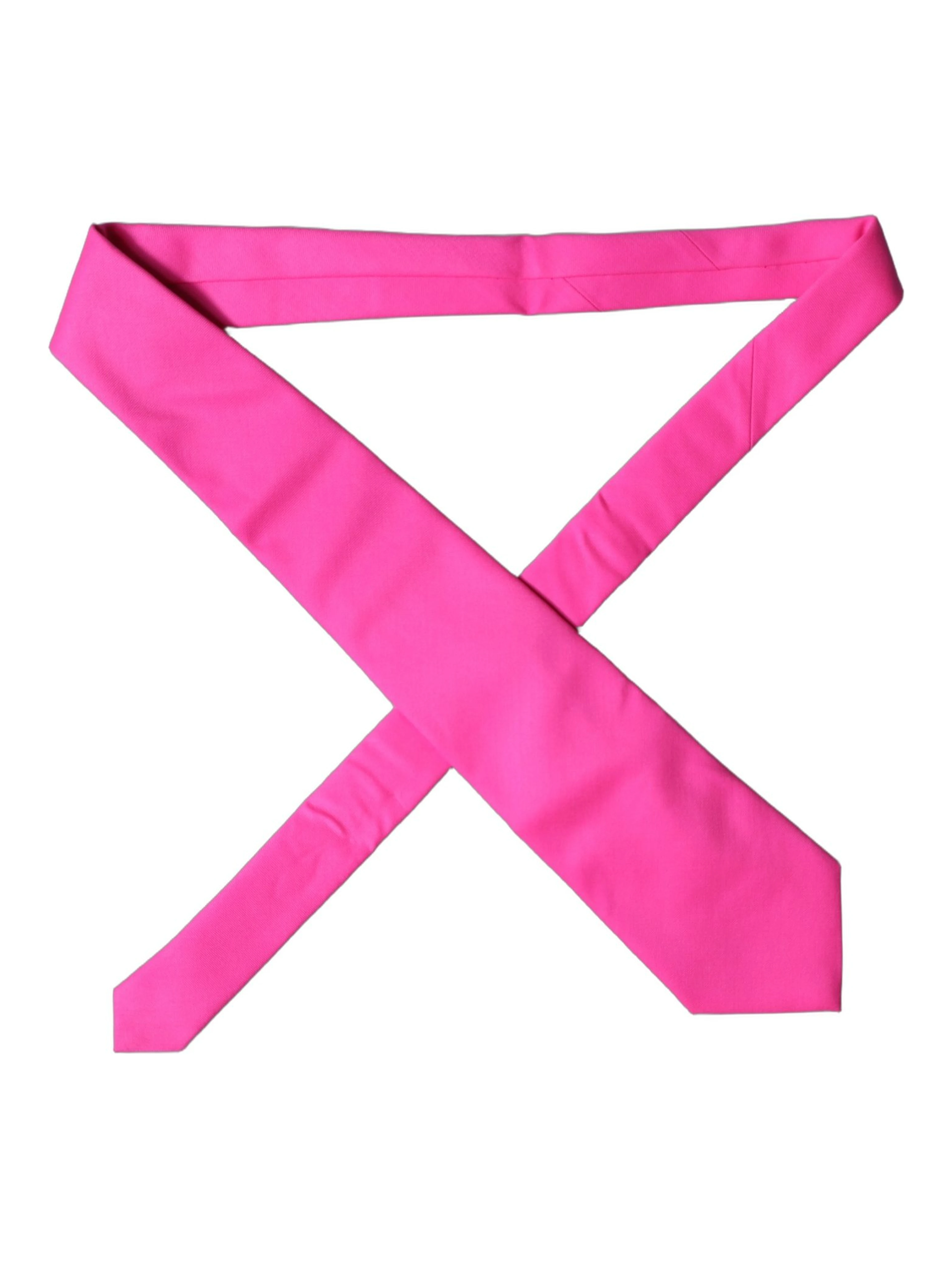 Neon Pink Solid Satin Silk Adjustable Women Necktie Tie