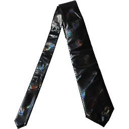 Black Iridescent Silk Adjustable Women Tied Necktie Tie