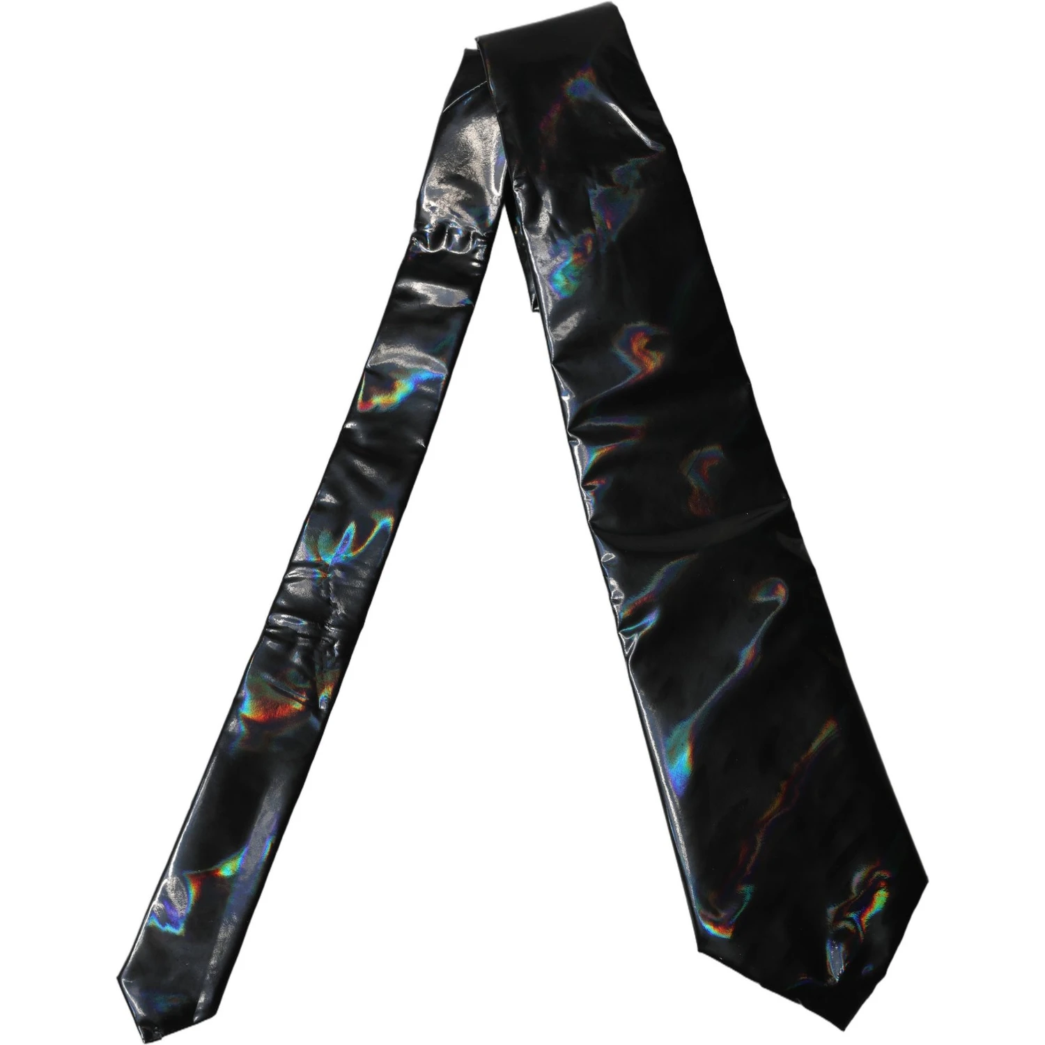 Black Iridescent Silk Adjustable Women Tied Necktie Tie