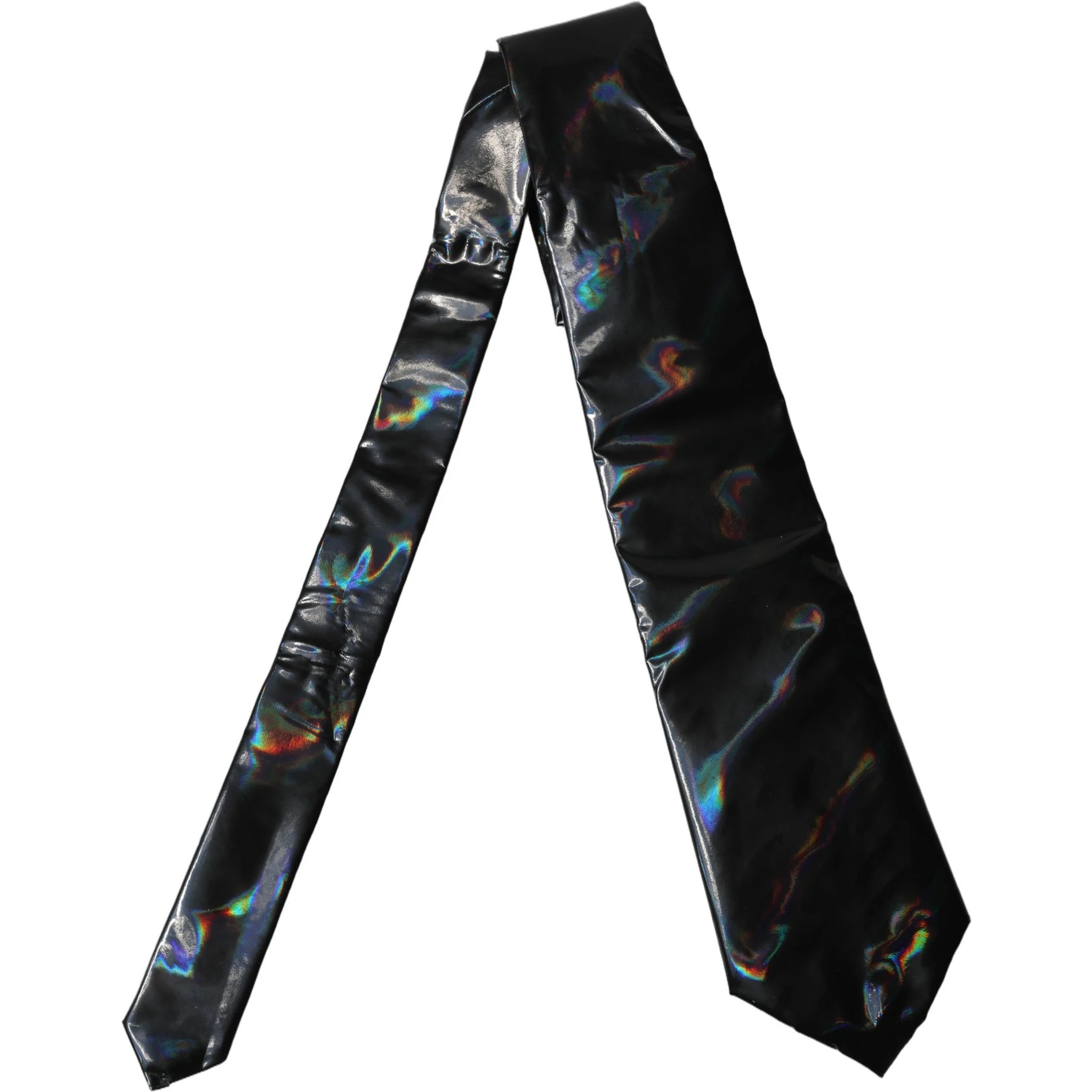 Black Iridescent Silk Adjustable Women Tied Necktie Tie