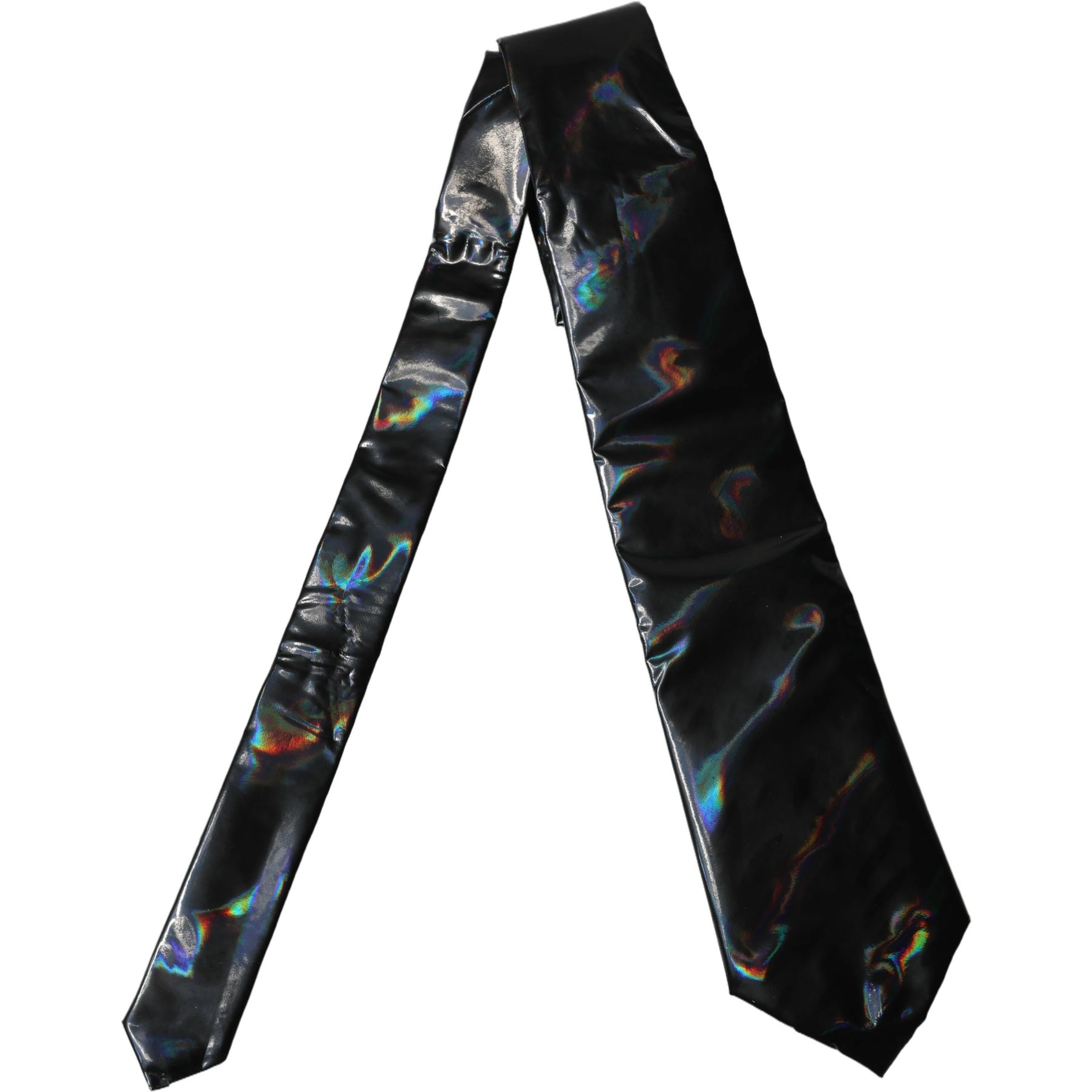 Black Iridescent Silk Adjustable Women Tied Necktie Tie