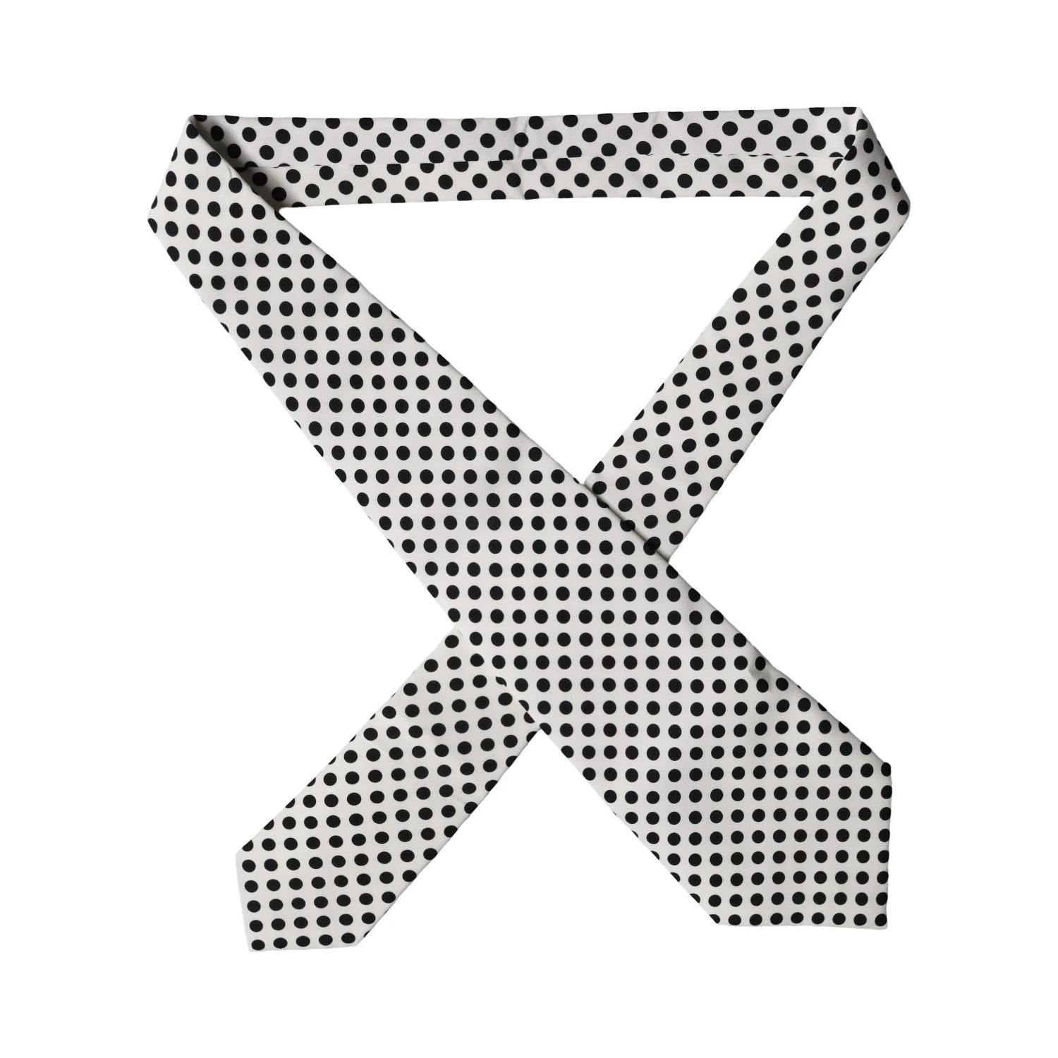White Black Polka Dot Silk Adjustable Women Necktie Tie