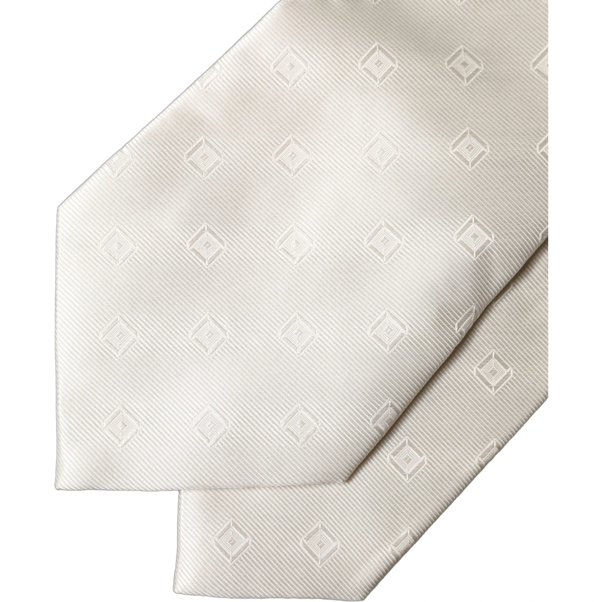 Off White Geometric Silk Adjustable Women Necktie Tie