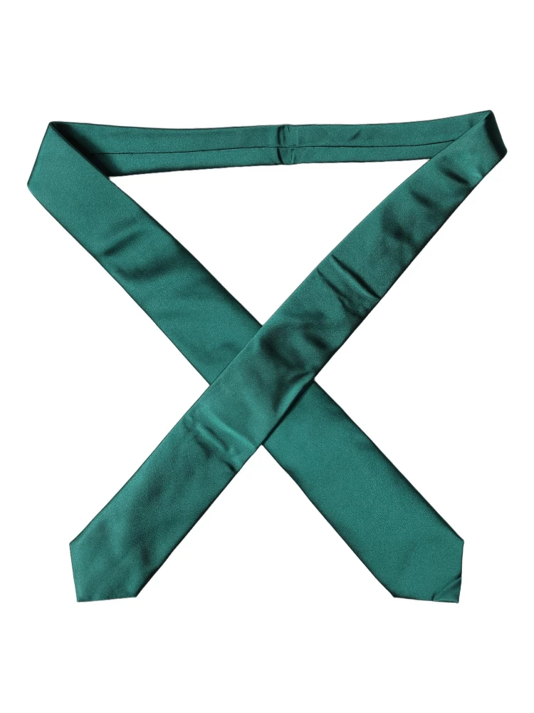 Dark Green Satin Silk Adjustable Women Tied Necktie Tie alternative