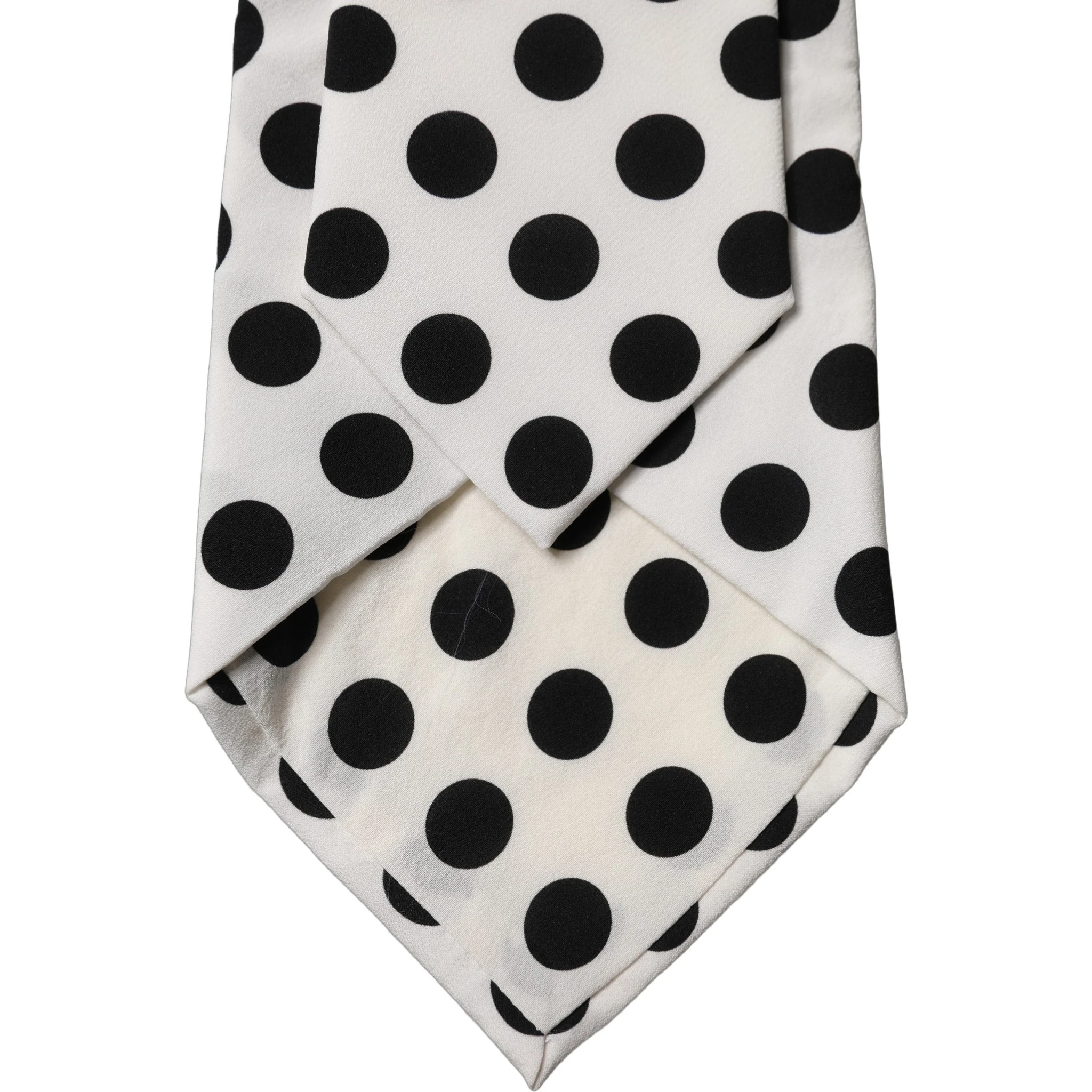 White Black Polka Dot Silk Adjustable Women Necktie Tie