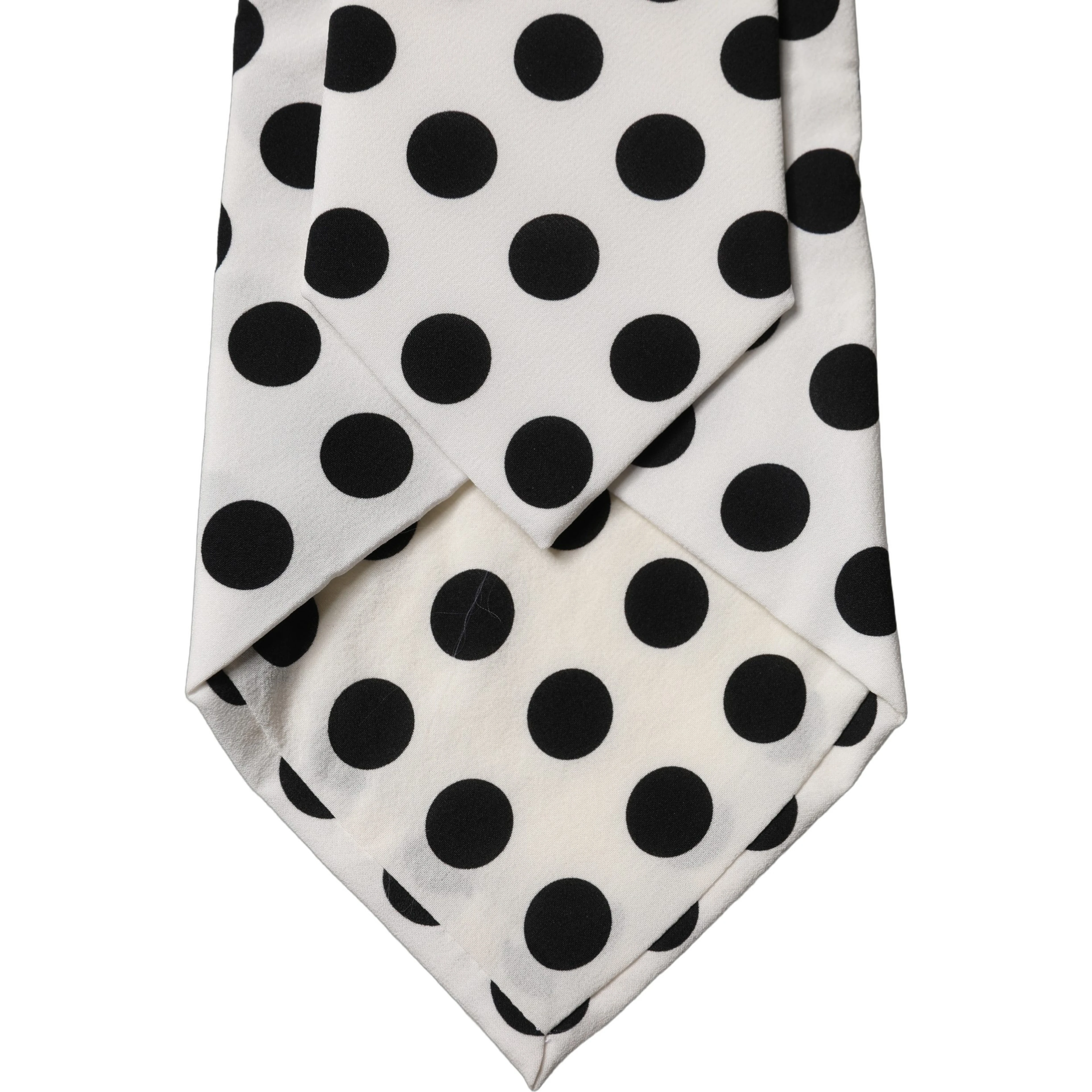 White Black Polka Dot Silk Adjustable Women Necktie Tie