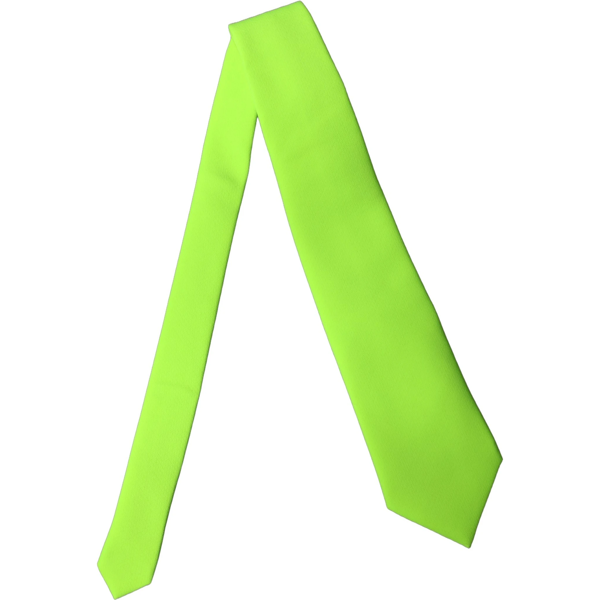 Neon Green Polyester Adjustable Women Tied Necktie Tie