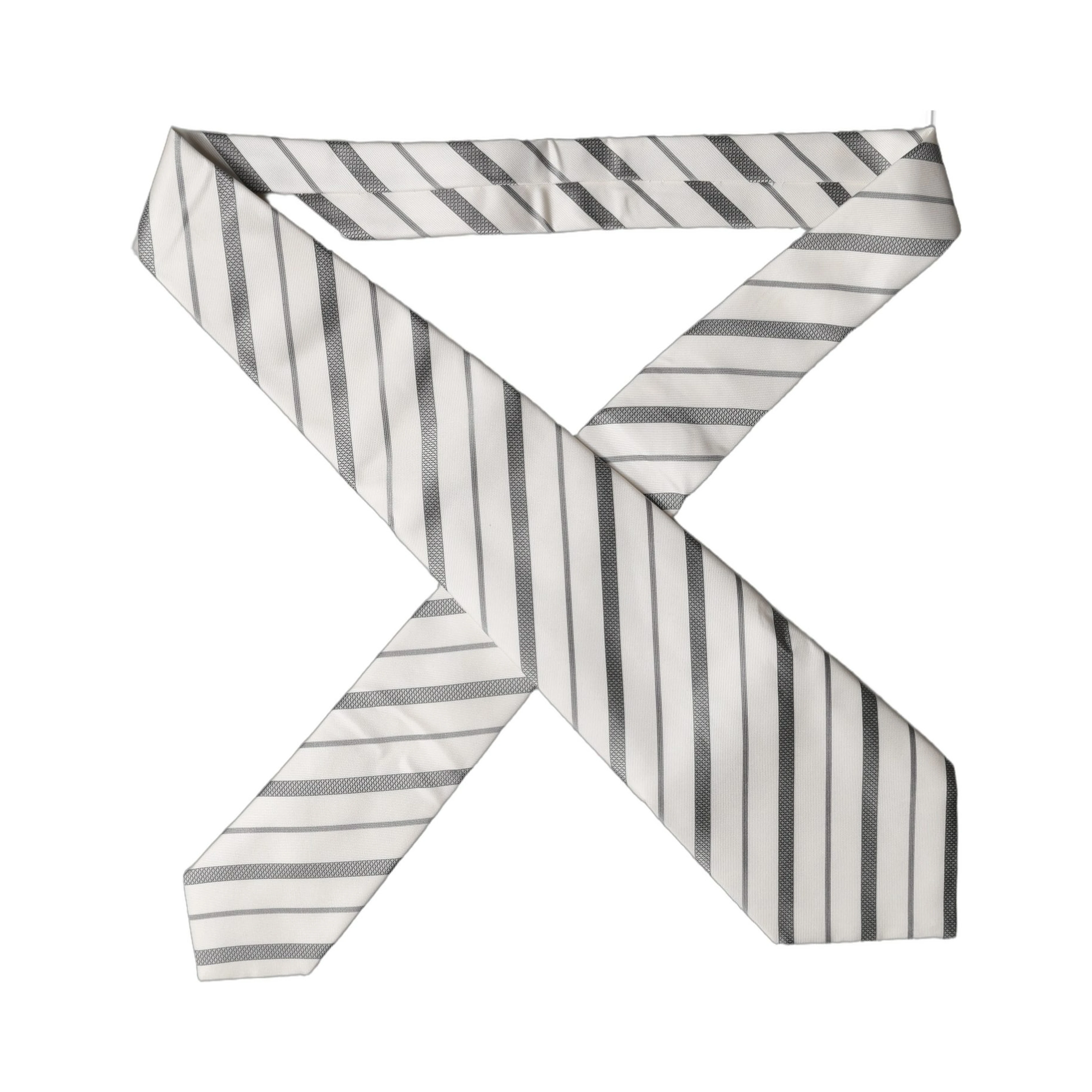 Black White Stripes Silk Adjustable Women Necktie Tie