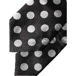 Black White Polka Dot Silk Adjustable Women Necktie Tie