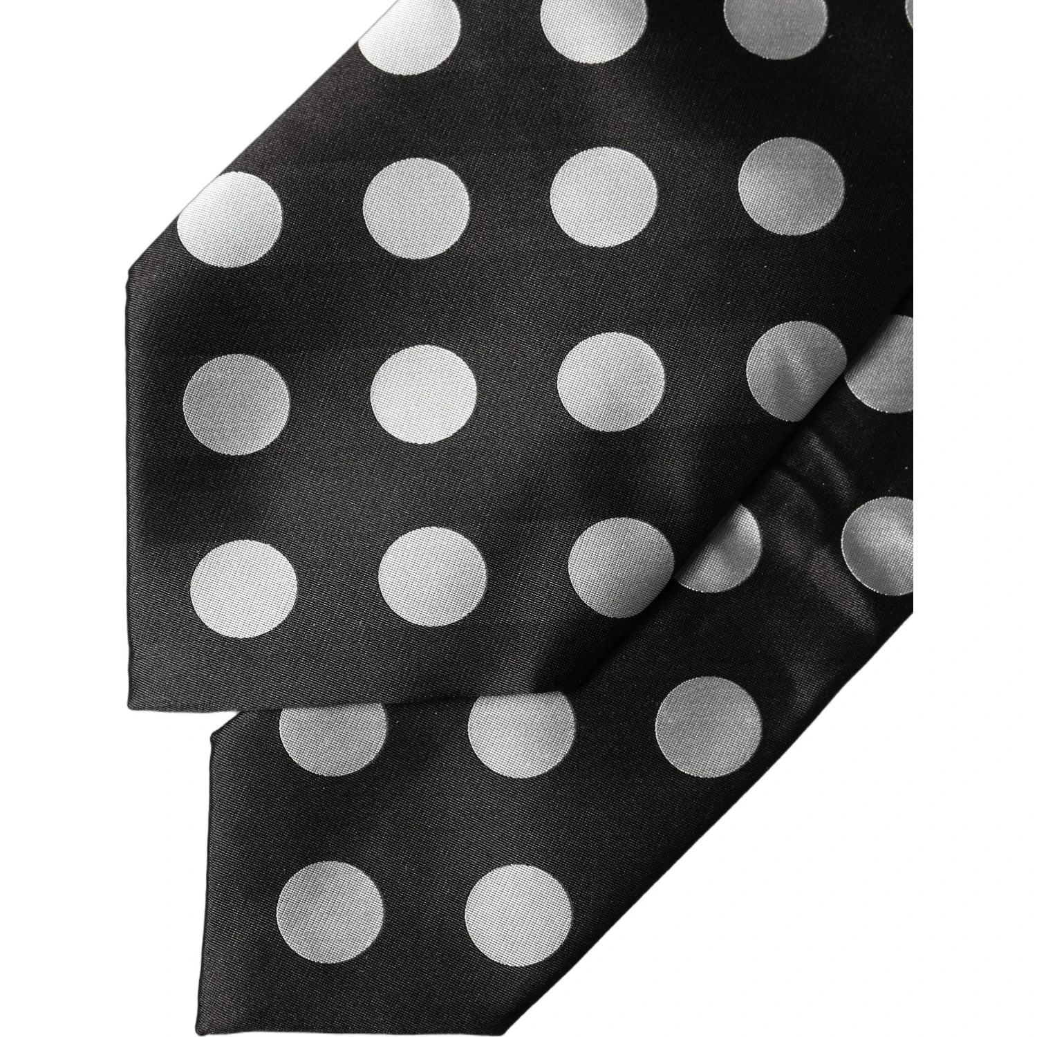 Black White Polka Dot Silk Adjustable Women Necktie Tie