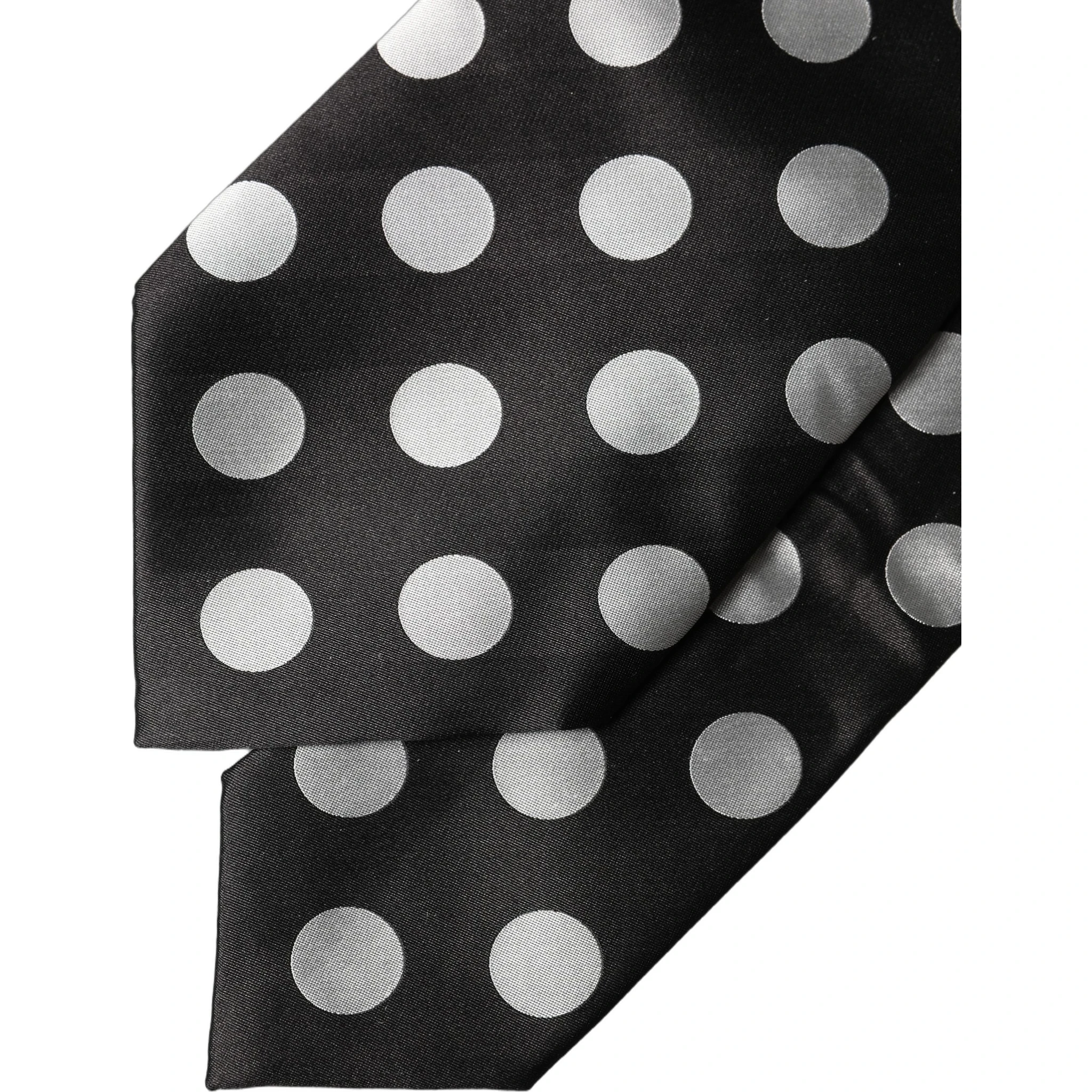 Black White Polka Dot Silk Adjustable Women Necktie Tie