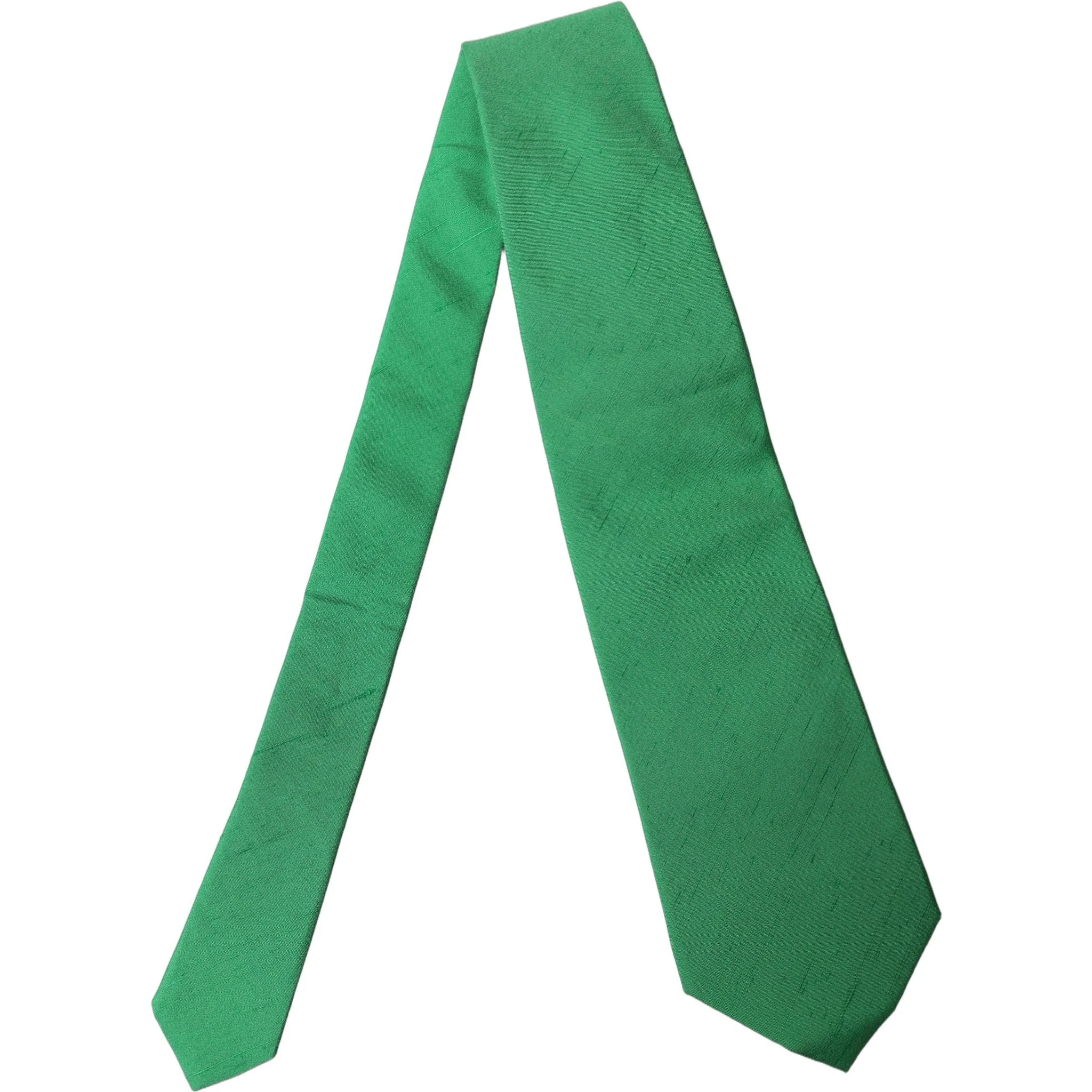 Green Solid Silk Cotton Adjustable Women Necktie Tie