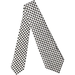 White Black Polka Dot Silk Adjustable Women Necktie Tie