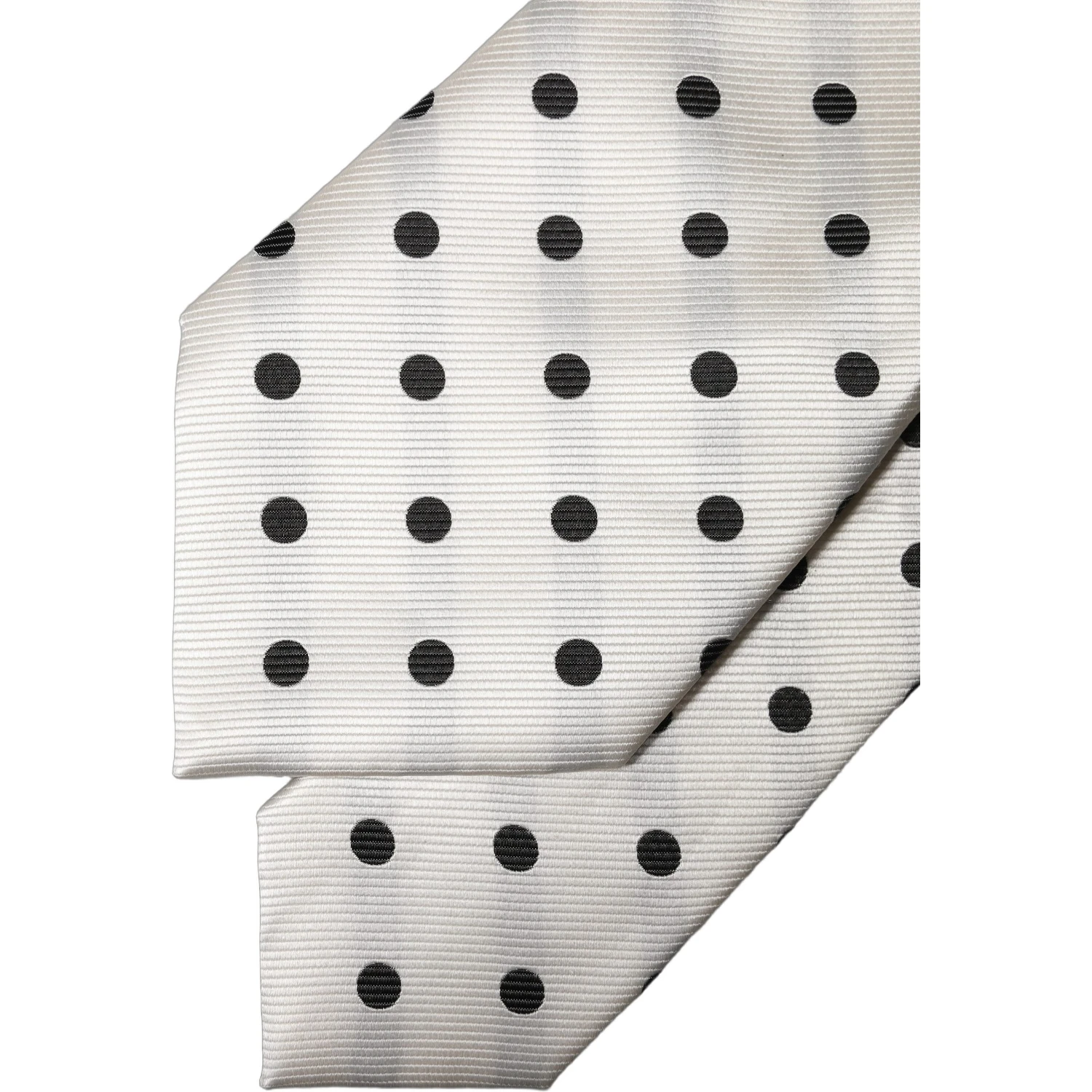 White Black Polka Dot Silk Adjustable Women Necktie Tie