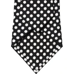 Black White Polka Dot Silk Adjustable Women Necktie Tie