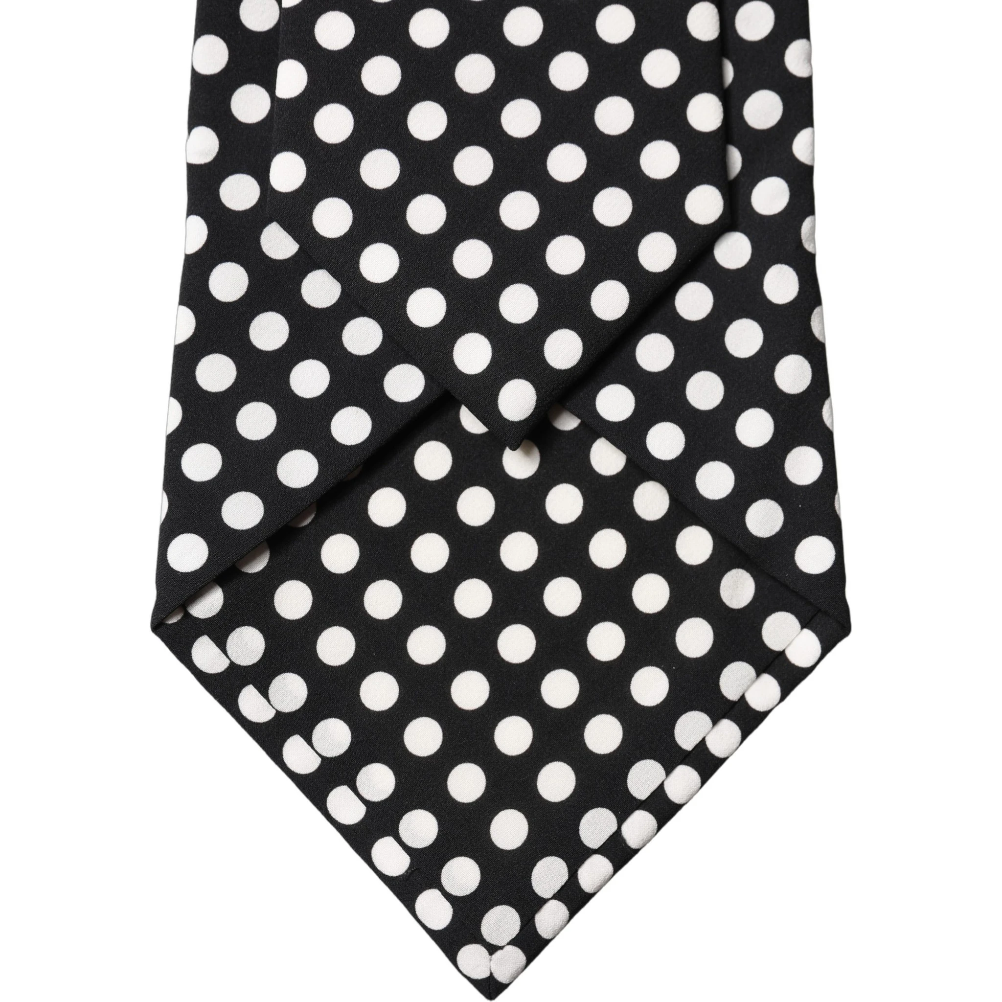 Black White Polka Dot Silk Adjustable Women Necktie Tie