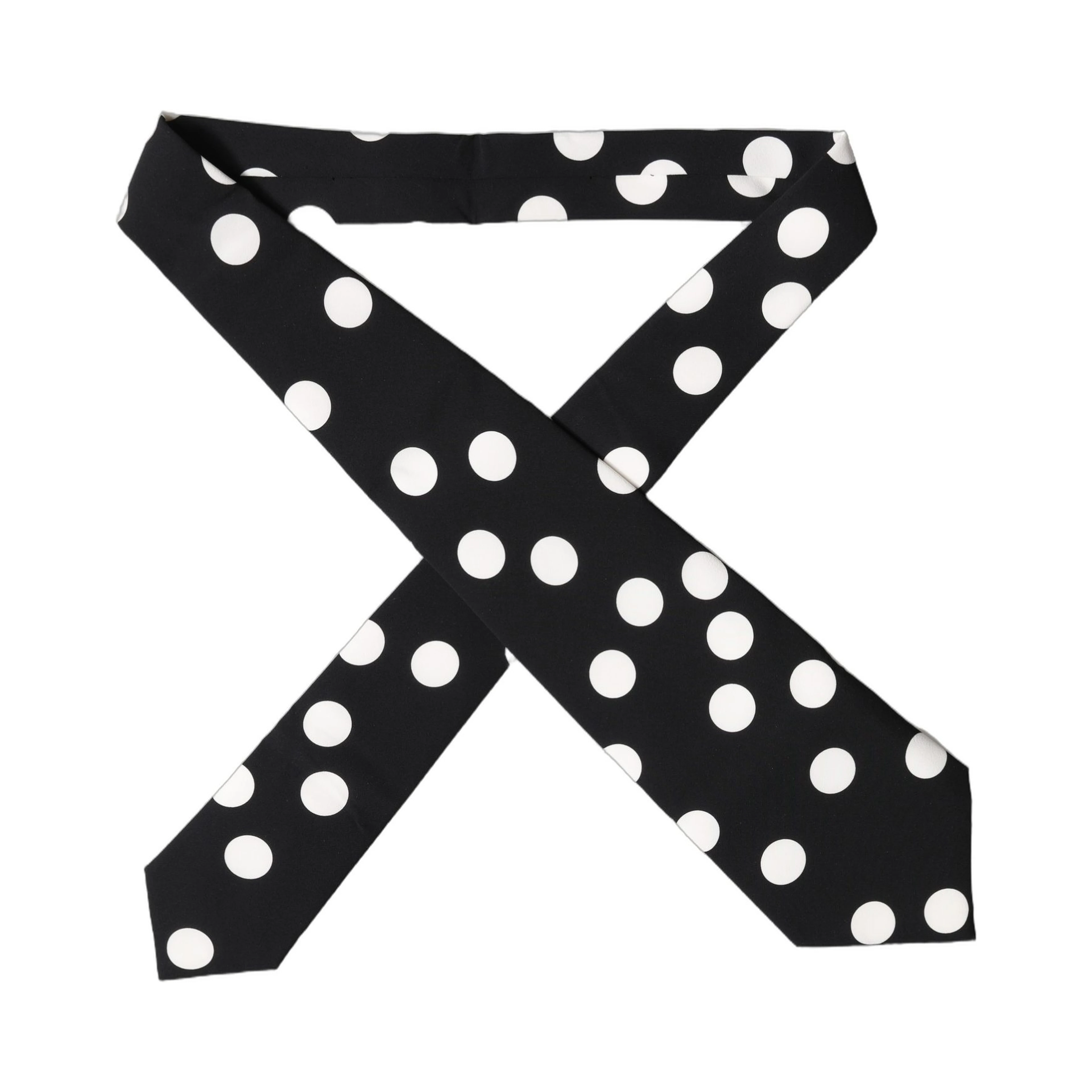 Black White Polka Dot Silk Adjustable Women Necktie Tie