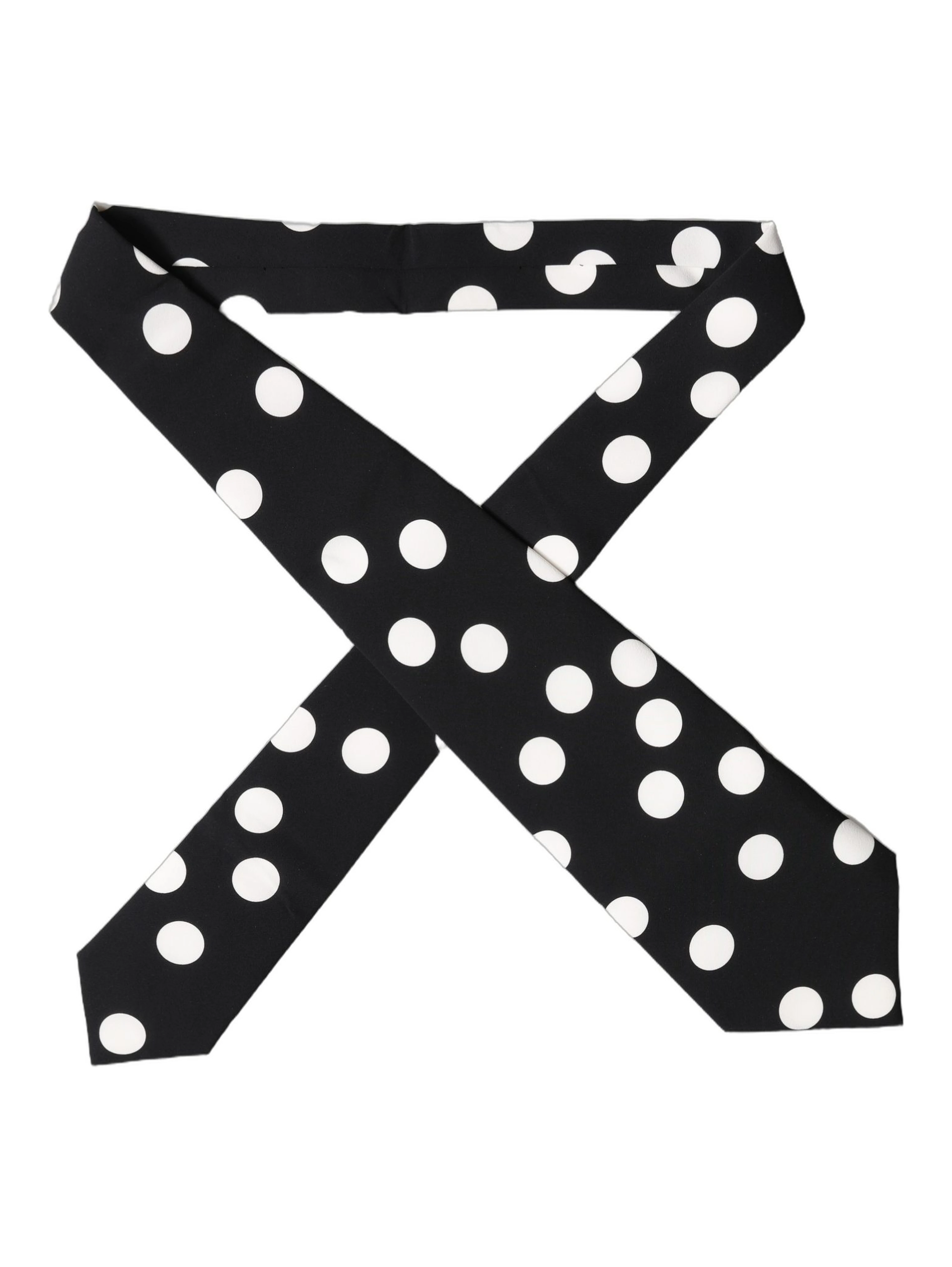 Black White Polka Dot Silk Adjustable Women Necktie Tie