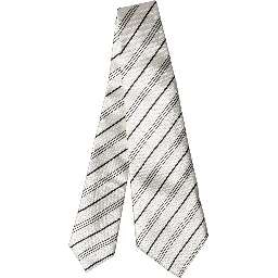 White Black Stripes Silk Adjustable Women Necktie Tie