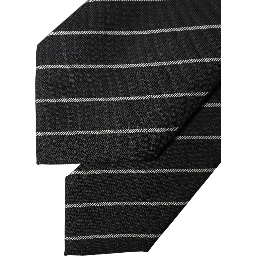 Black White Stripes Wool Adjustable Women Necktie Tie
