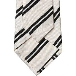 White Black Stripes Silk Adjustable Women Necktie Tie