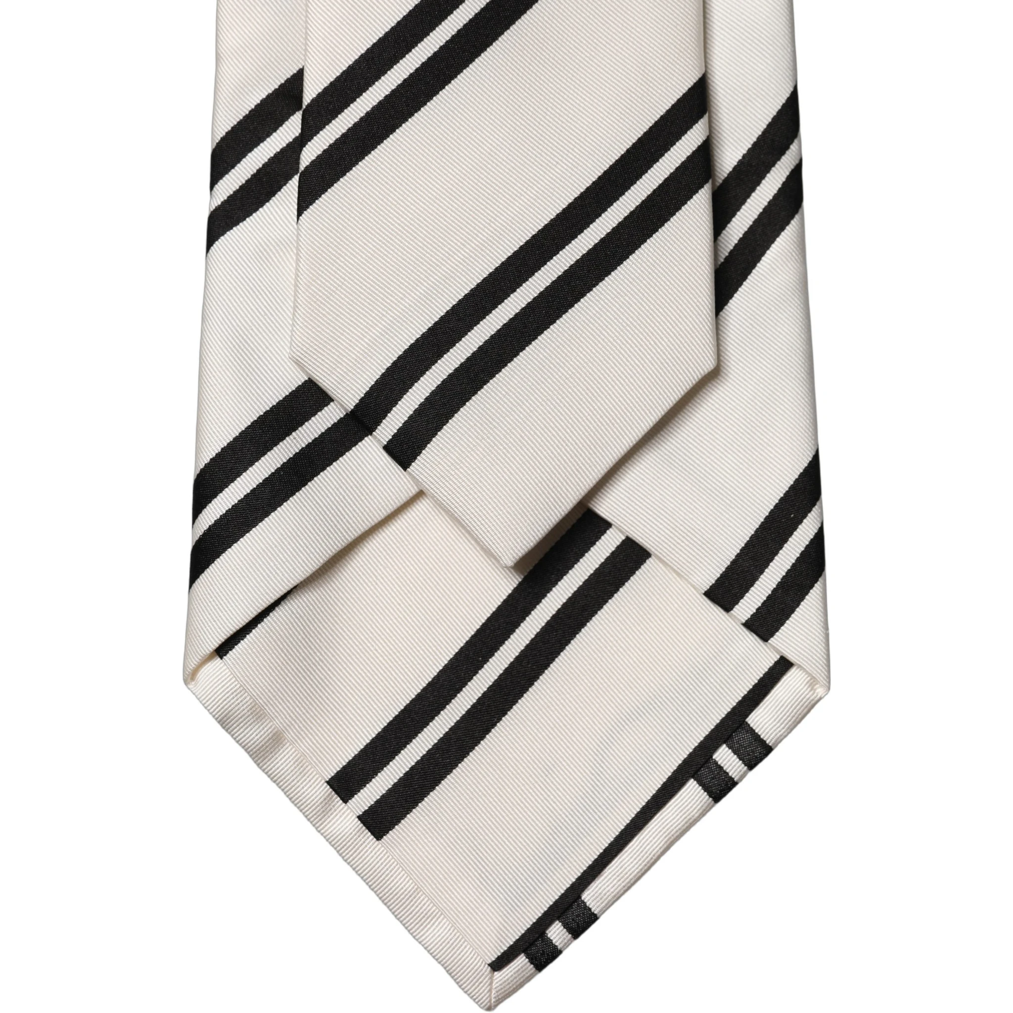 White Black Stripes Silk Adjustable Women Necktie Tie