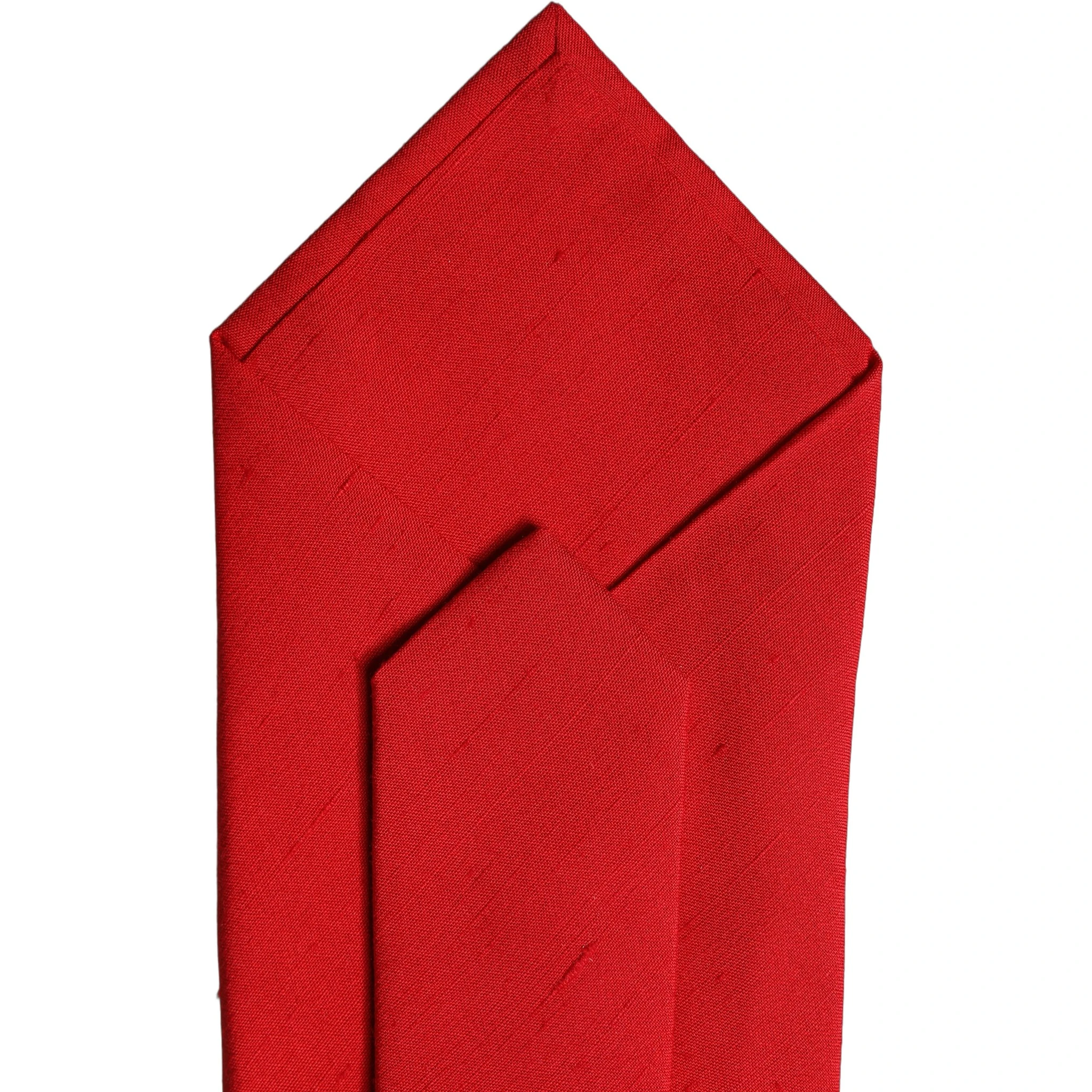 Red Solid Silk Cotton Adjustable Women Necktie Tie