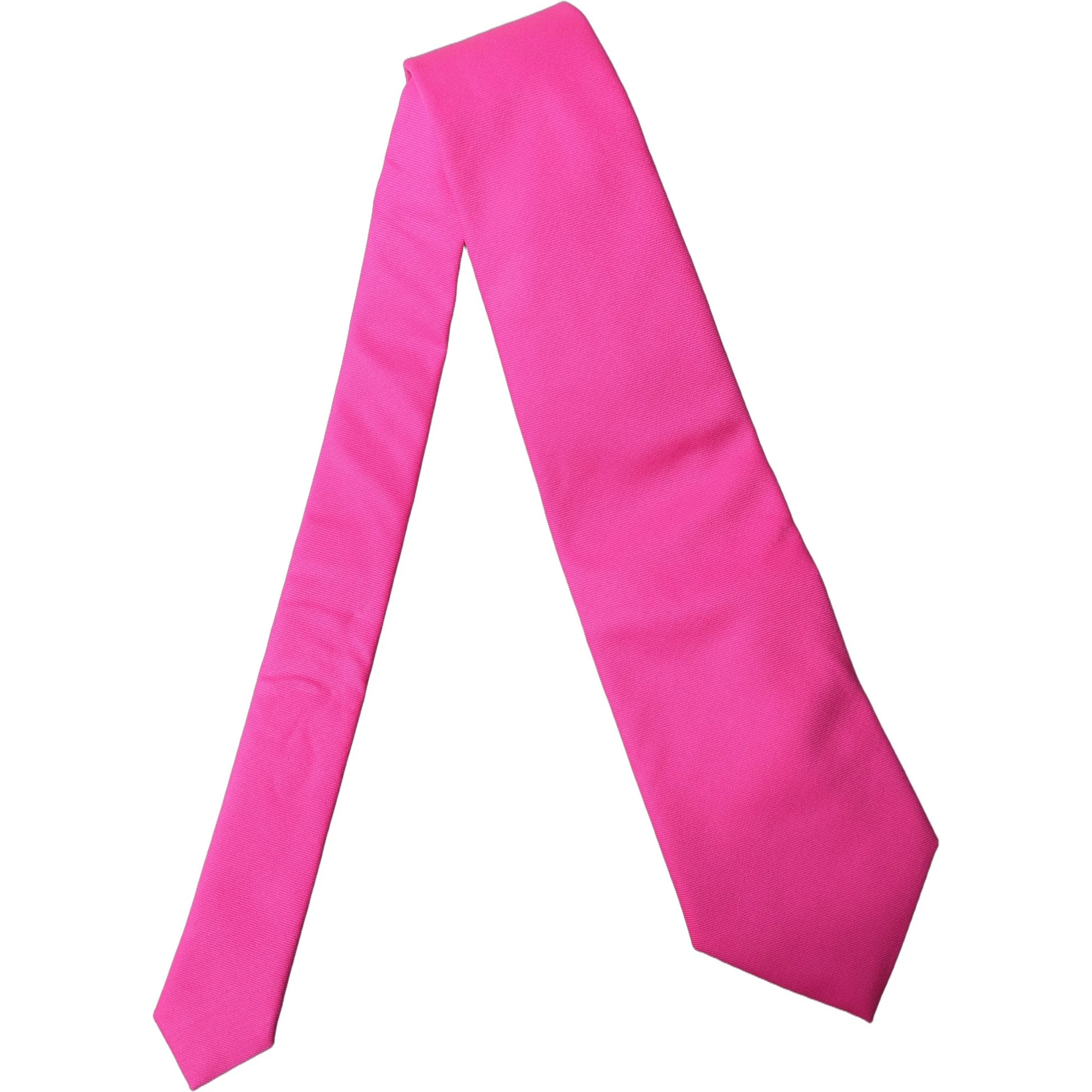 Neon Pink Solid Satin Silk Adjustable Women Necktie Tie