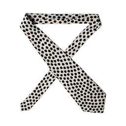 White Black Polka Dot Silk Adjustable Women Necktie Tie