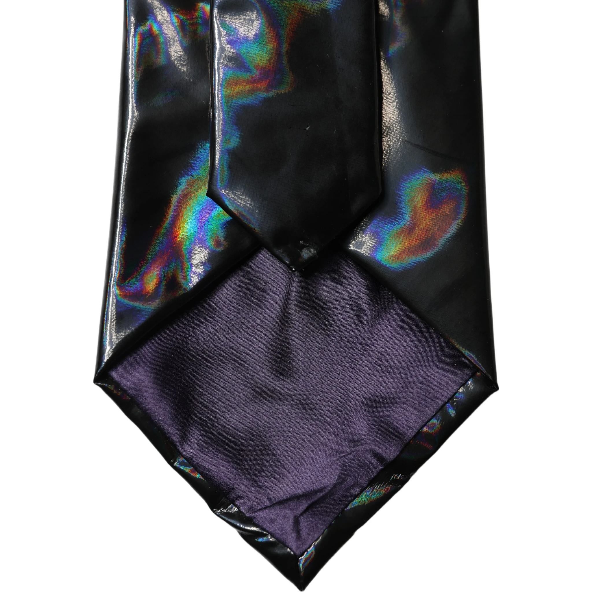 Black Iridescent Silk Adjustable Women Tied Necktie Tie