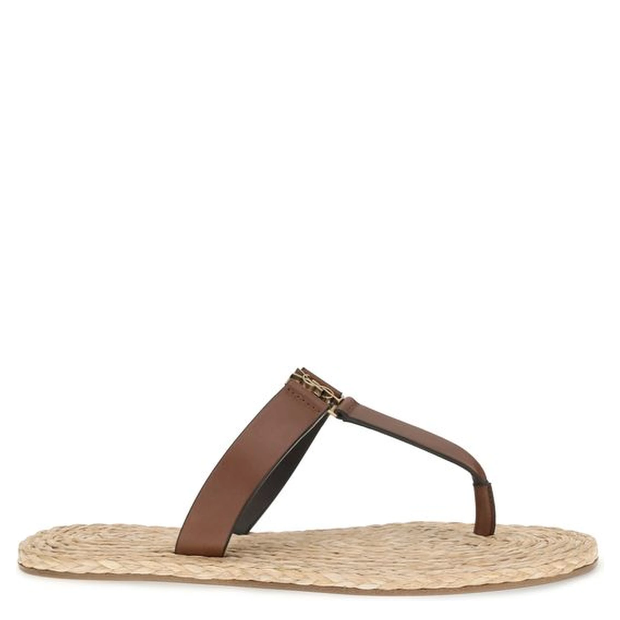 Brown Calf Leather Bos Taurus Flat Sandals