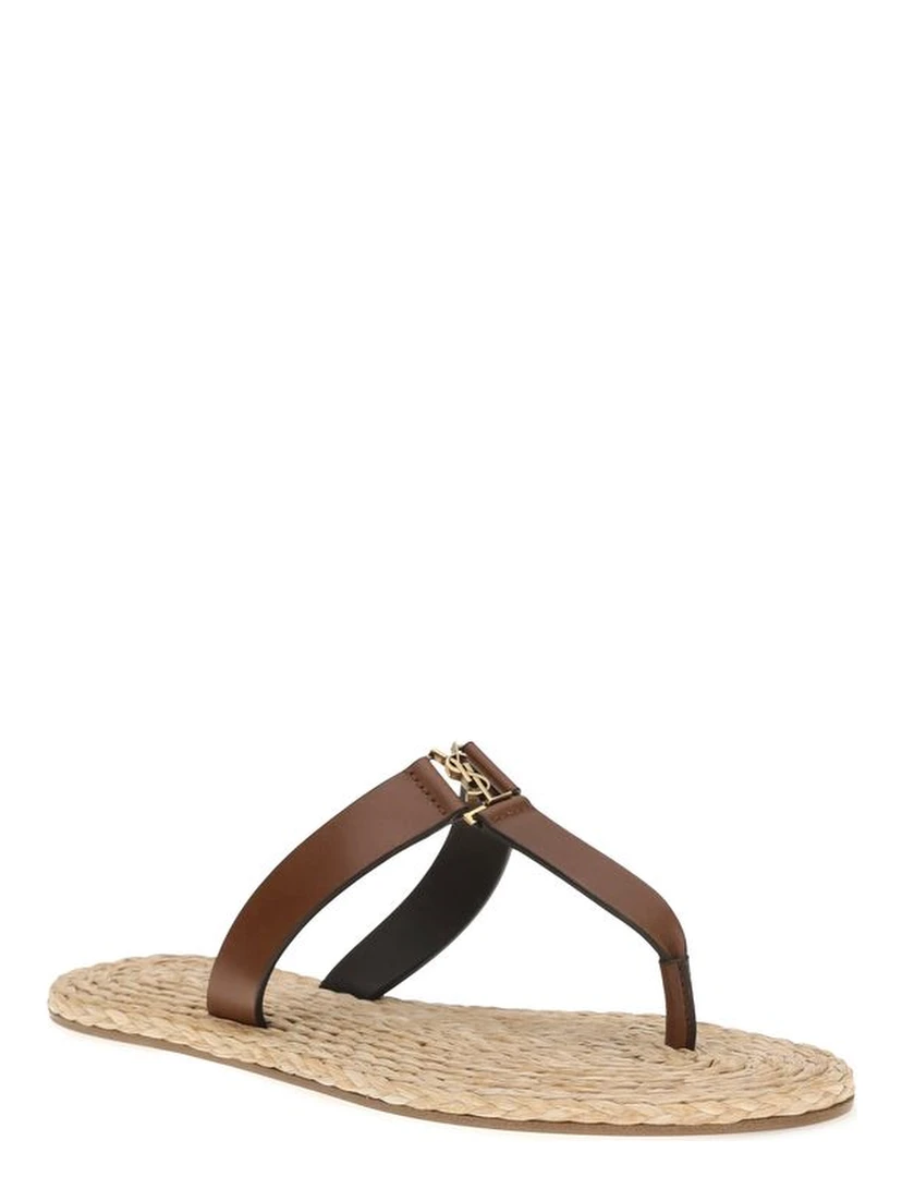 Brown Calf Leather Bos Taurus Flat Sandals