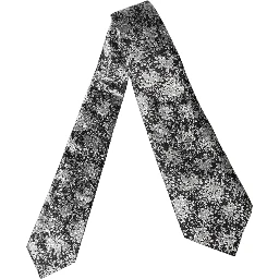 Black Silver Floral Silk Adjustable Women Necktie Tie