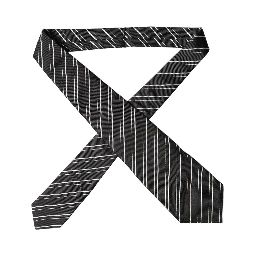 Black White Stripes Silk Adjustable Women Necktie Tie