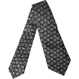 Black White Geometric Silk Adjustable Women Necktie Tie