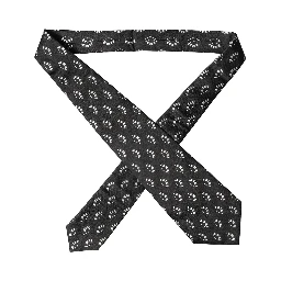Black Patterned Silk Adjustable Women Tied Necktie Tie