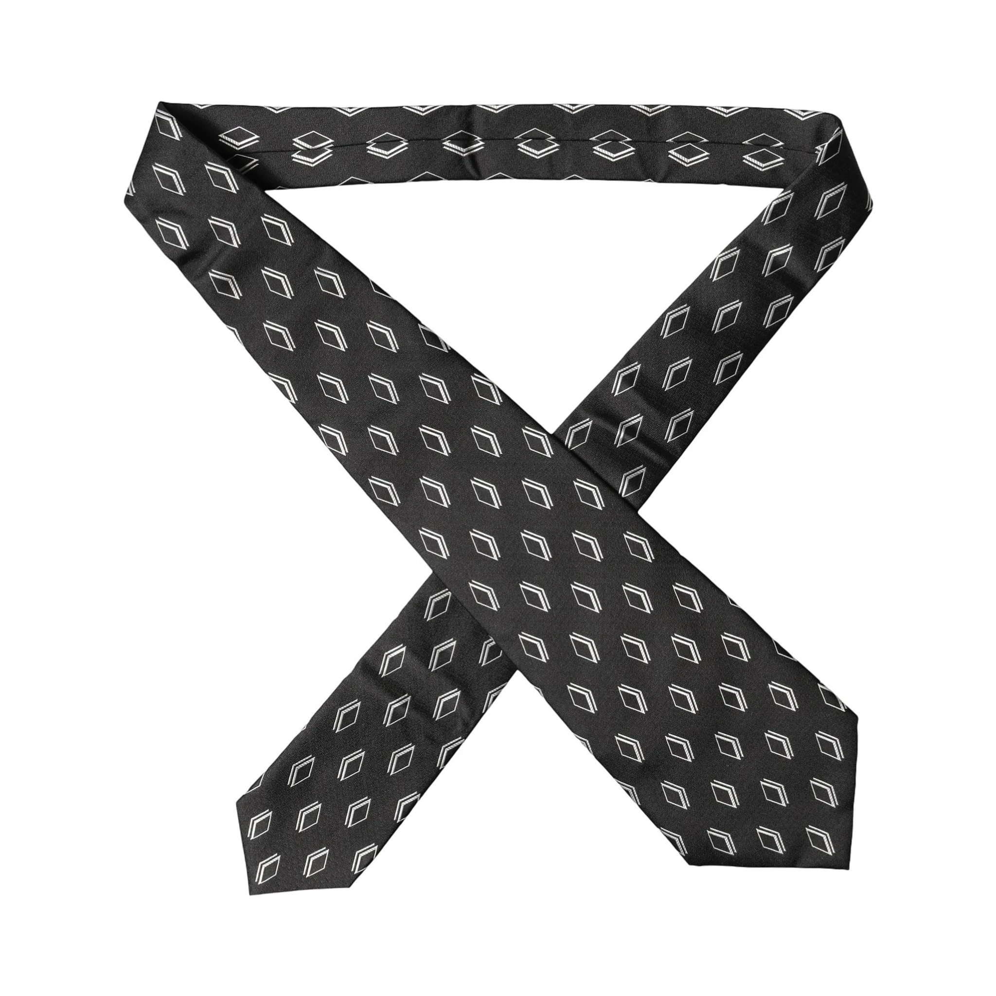 Black Patterned Silk Adjustable Women Tied Necktie Tie