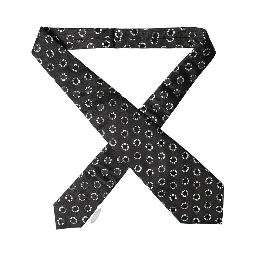 Black White Polka Dot Silk Adjustable Women Necktie Tie