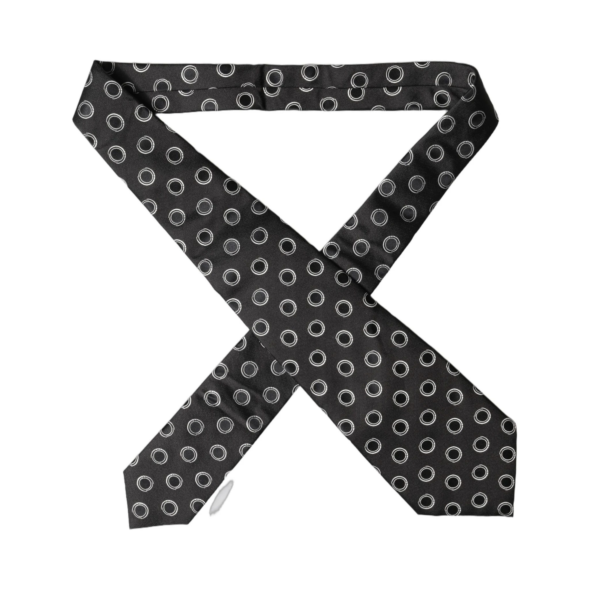Black White Polka Dot Silk Adjustable Women Necktie Tie