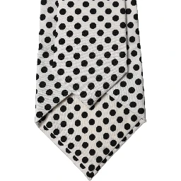 White Black Polka Dot Silk Adjustable Women Necktie Tie